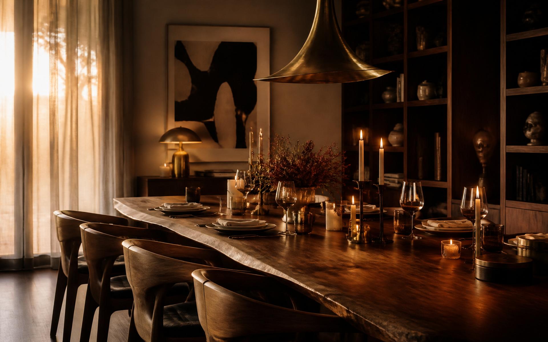 Warm intimate interior at golden hour